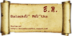 Balaskó Mátka névjegykártya